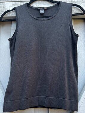 August Silk Women’s Black Sleeveless Knit Tank Top Rayon Blend Size S